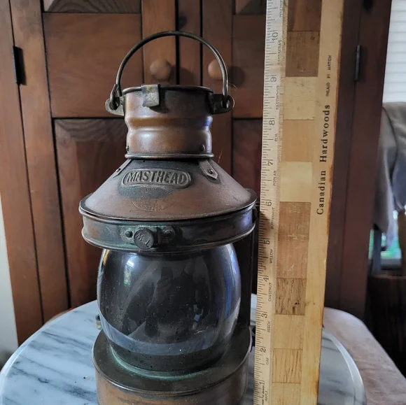 Brown Lantern with Glass Globe and Antique Accents - Picture 4 of 13